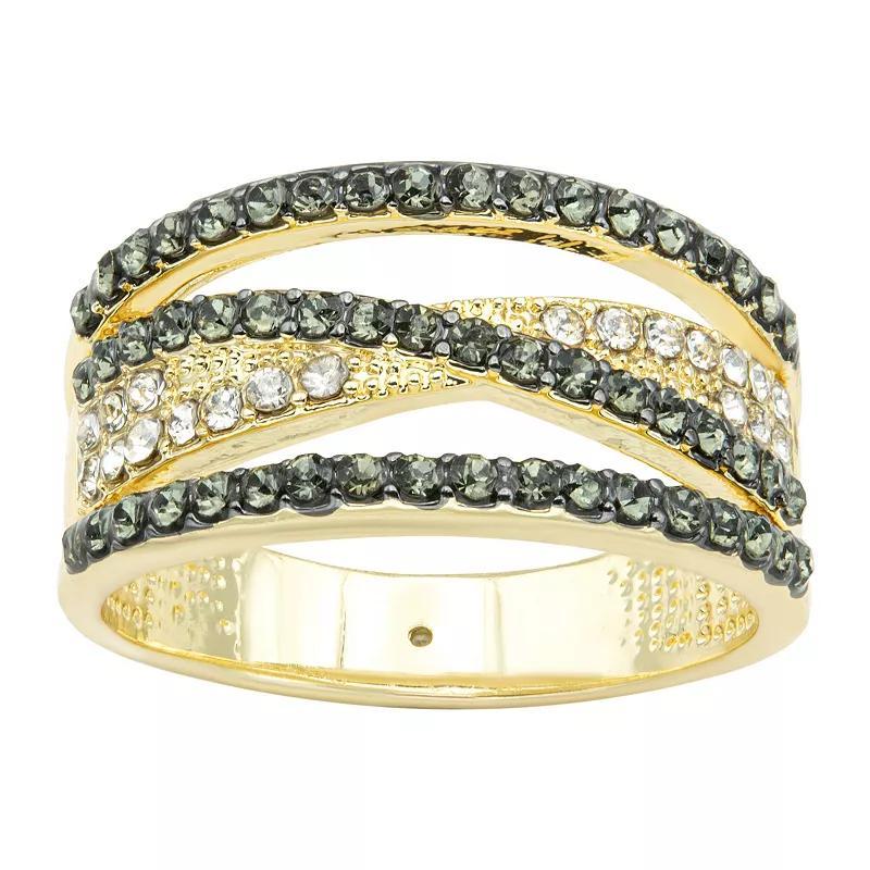 Brilliance Two-Tone Crystal Pave Band Openwork Ring, Womens Two Tone Black Product Image