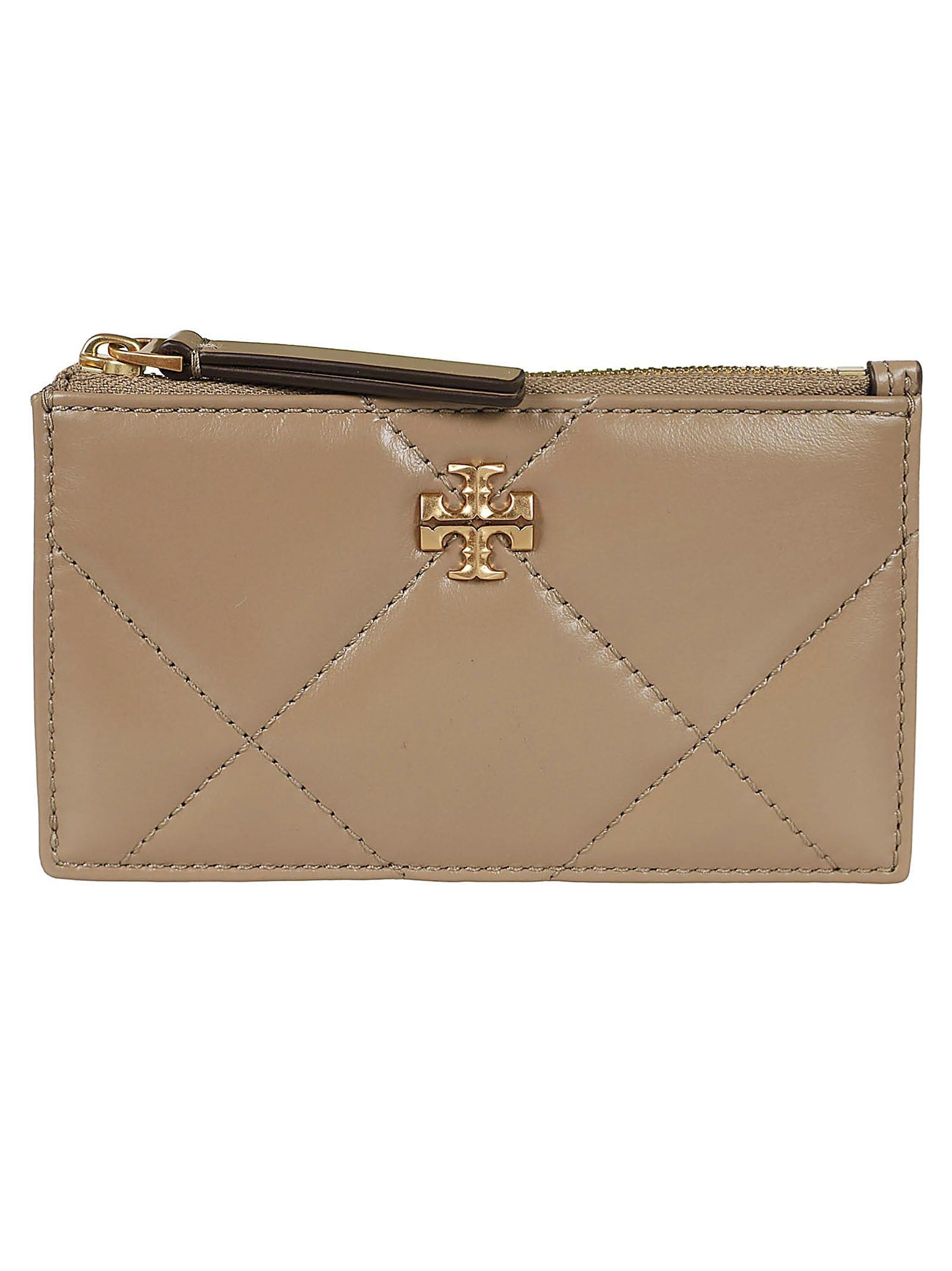 TORY BURCH Kira Diamond Quilt Zip Card Case In Brown Product Image