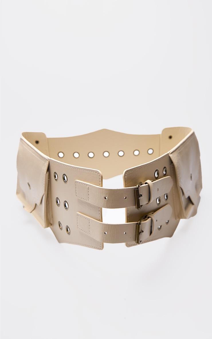 Cream PU Utility Western Buckle Waist Belt Product Image