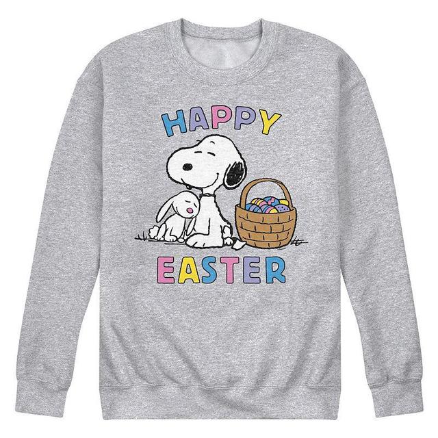 Mens Peanuts Snoopy And Bunny Fleece Sweatshirt Grey Gray Product Image