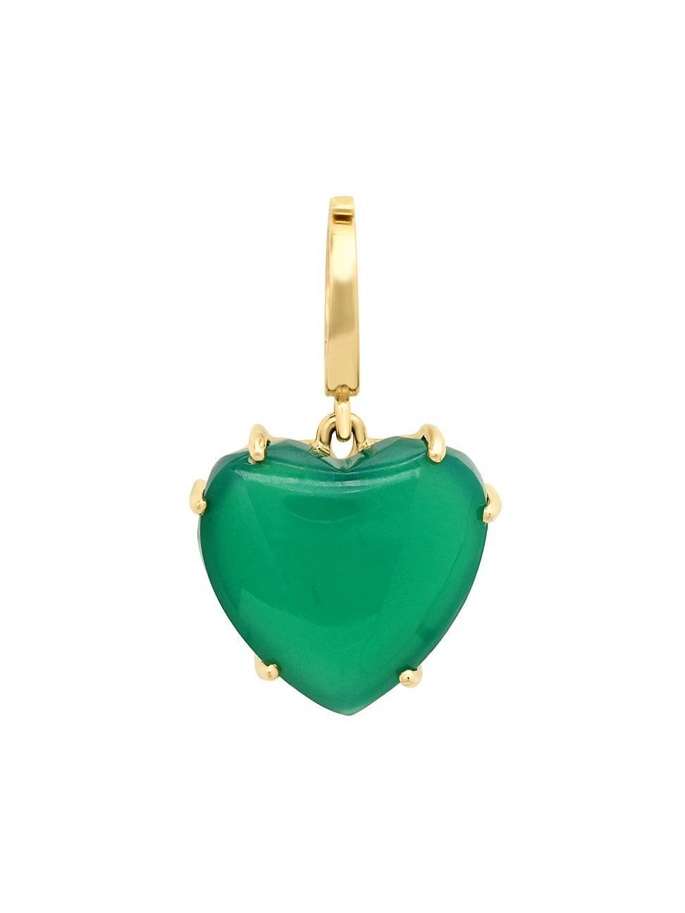 Womens 14K Yellow Gold & Green Quartz Heart Charm - Green Quartz - Green Quartz Product Image