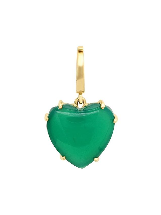 Womens 14K Yellow Gold & Green Quartz Heart Charm - Green Quartz - Green Quartz Product Image