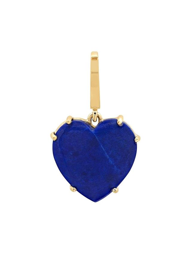 Womens 14K Yellow Gold & Lapis Heart Charm Product Image