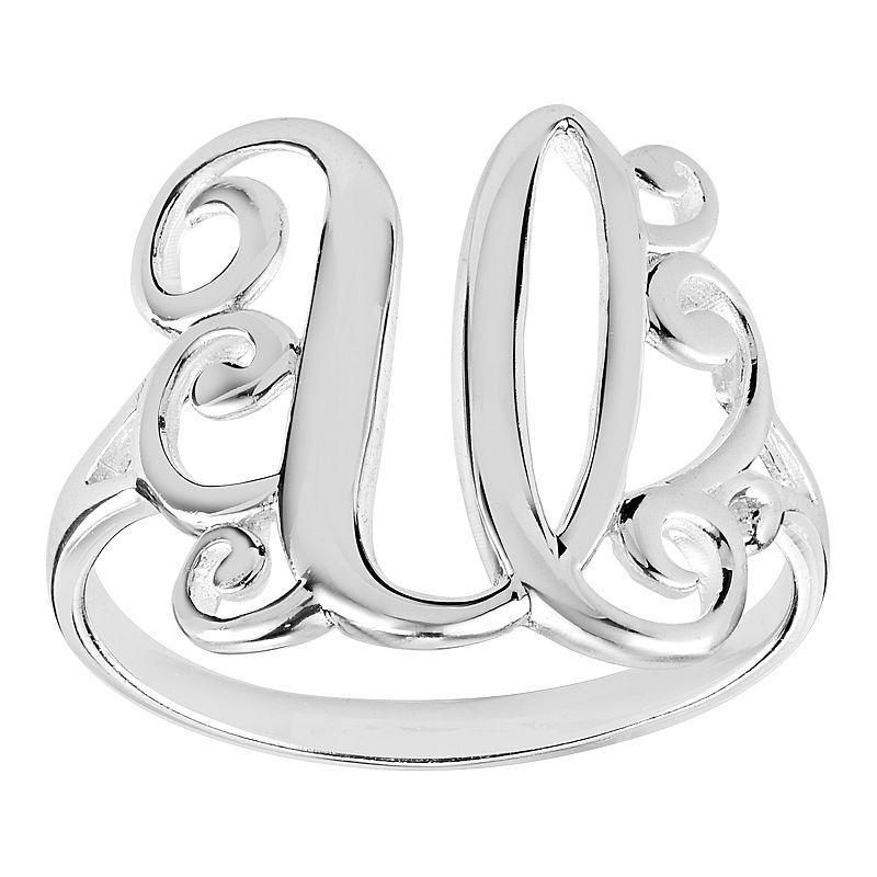 Womens PRIMROSE Sterling silver polished monogram initial B band ring size 7., Womens Grey Product Image