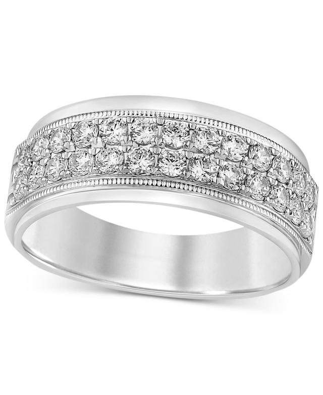 Mens Diamond Double Row Ring (1 ct. t.w.) in 10k White Gold Product Image