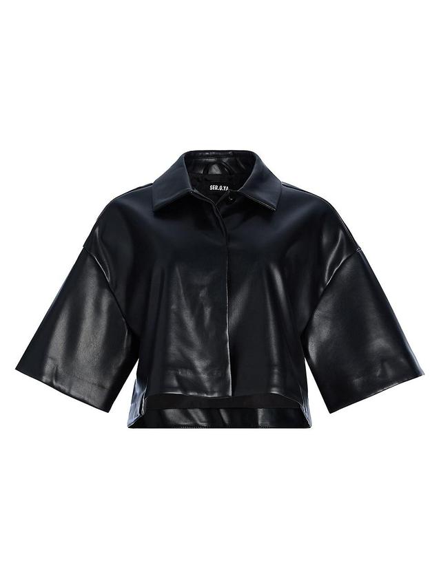 Womens Adi Leather Cropped Jacket Product Image