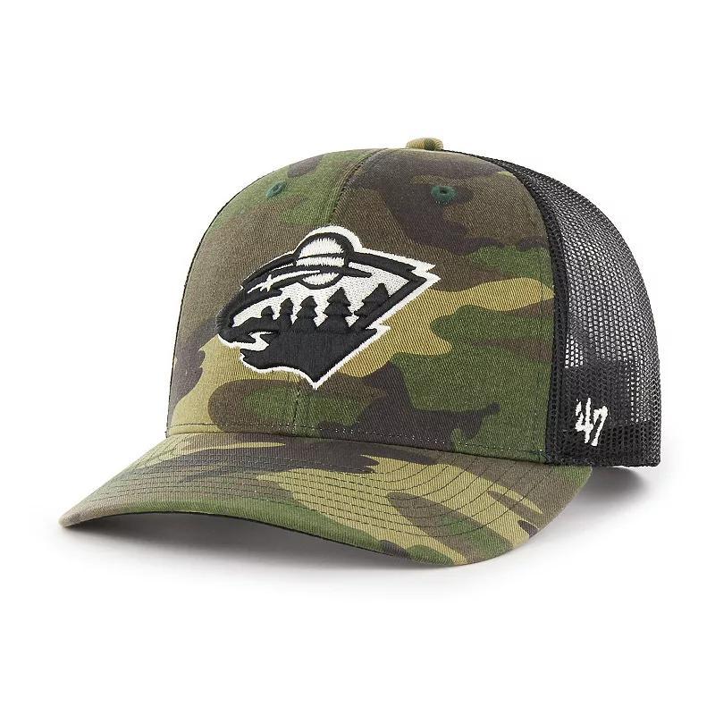 Mens 47 Camo/Black Minnesota Wild Trucker Snapback Hat Product Image