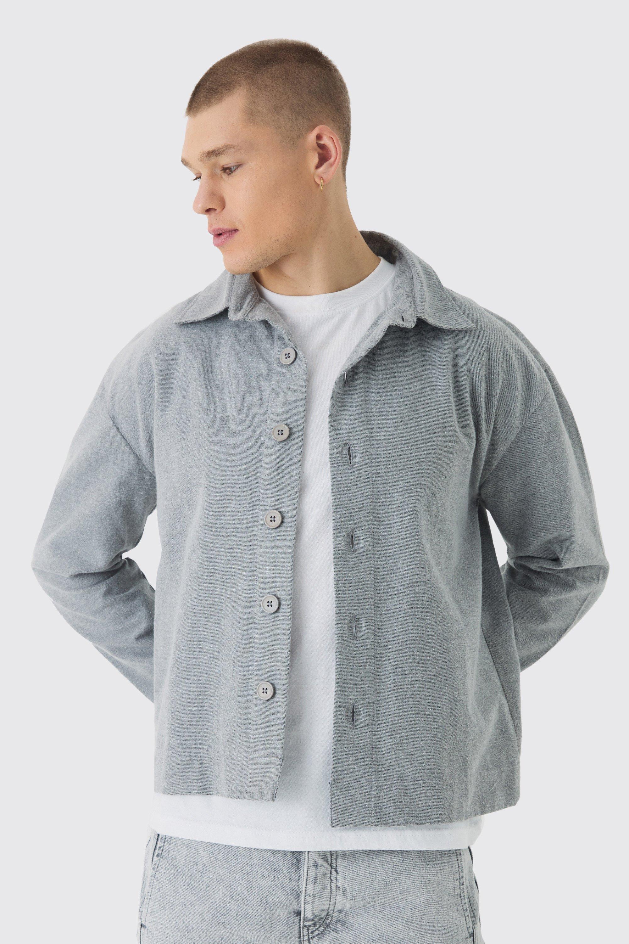 Regular Brushed Twill Overshirt | boohooMAN USA Product Image