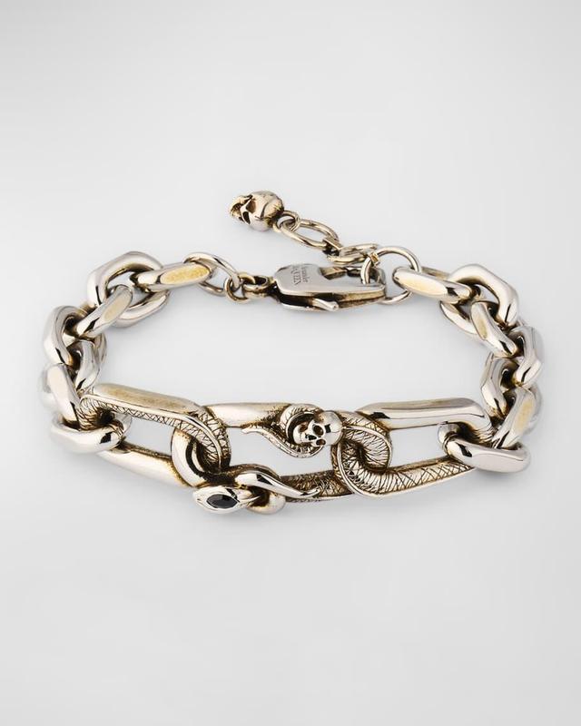 Men's Snake and Skull Chain Bracelet Product Image