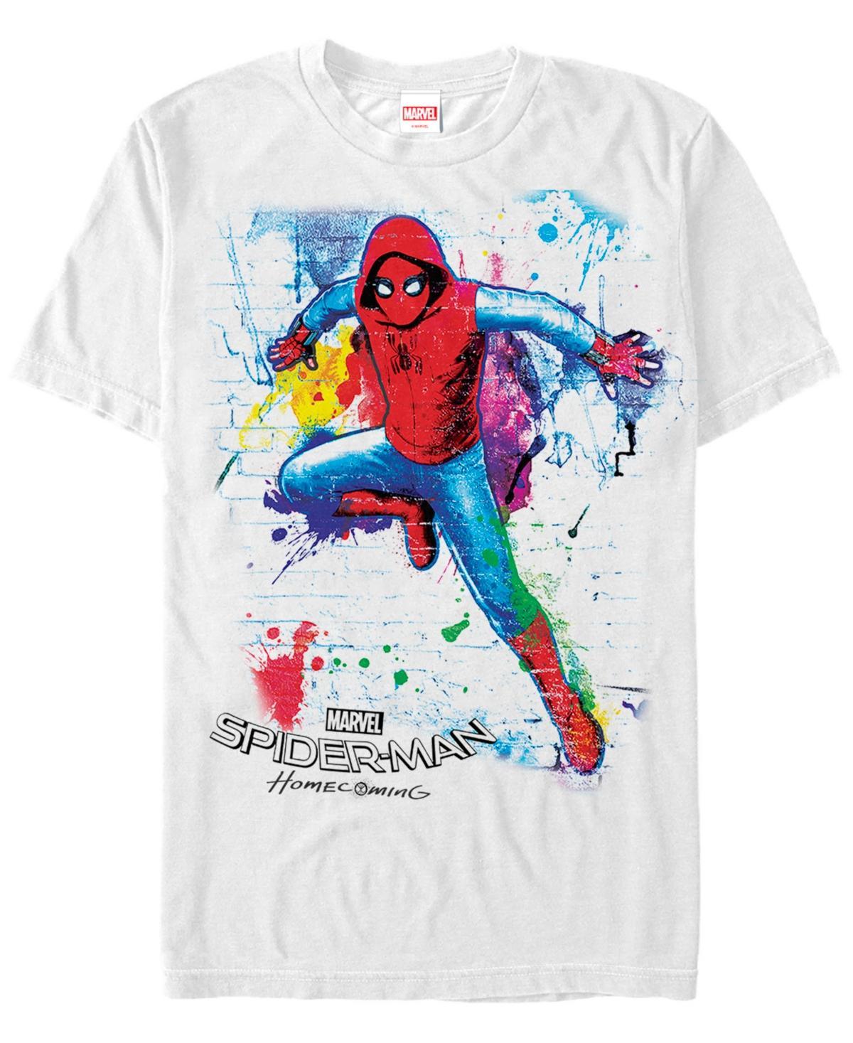 Marvel Mens Spider-Man Homecoming Neon Painted Brick Wall Pose Short Sleeve T-Shirt Product Image