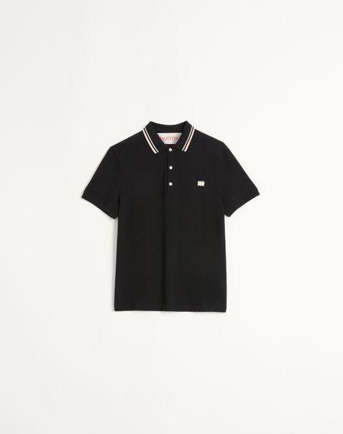 COTTON PIQUÉ POLO SHIRT WITH VLOGO PATCH Product Image