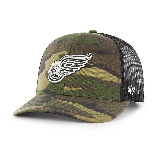 Mens 47 Camo/Black Detroit Red Wings Trucker Snapback Hat Product Image