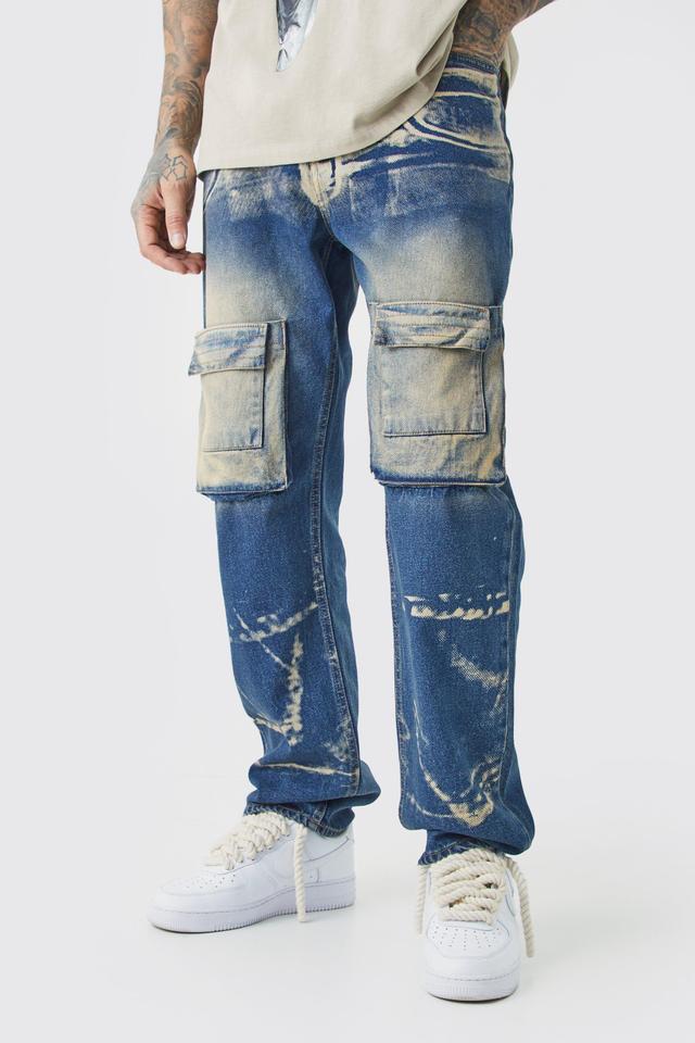 Tall Relaxed Rigid X-ray Acid Wash Denim Jean | boohooMAN USA Product Image