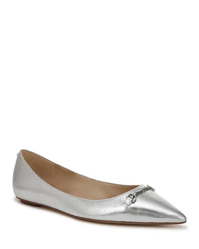 SAM EDELMAN Nori Pointed Toe Flat In Silver Product Image