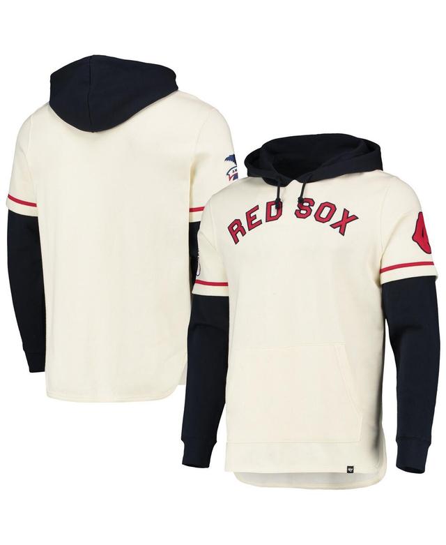 47 Brand Mens Cream Boston Red Sox Trifecta Shortstop Pullover Hoodie Product Image