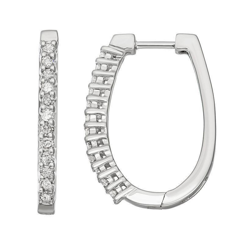 10k White Gold 1/2 Carat T.W. Diamond Oval Hoop Earrings, Womens, 10k Whgold Product Image