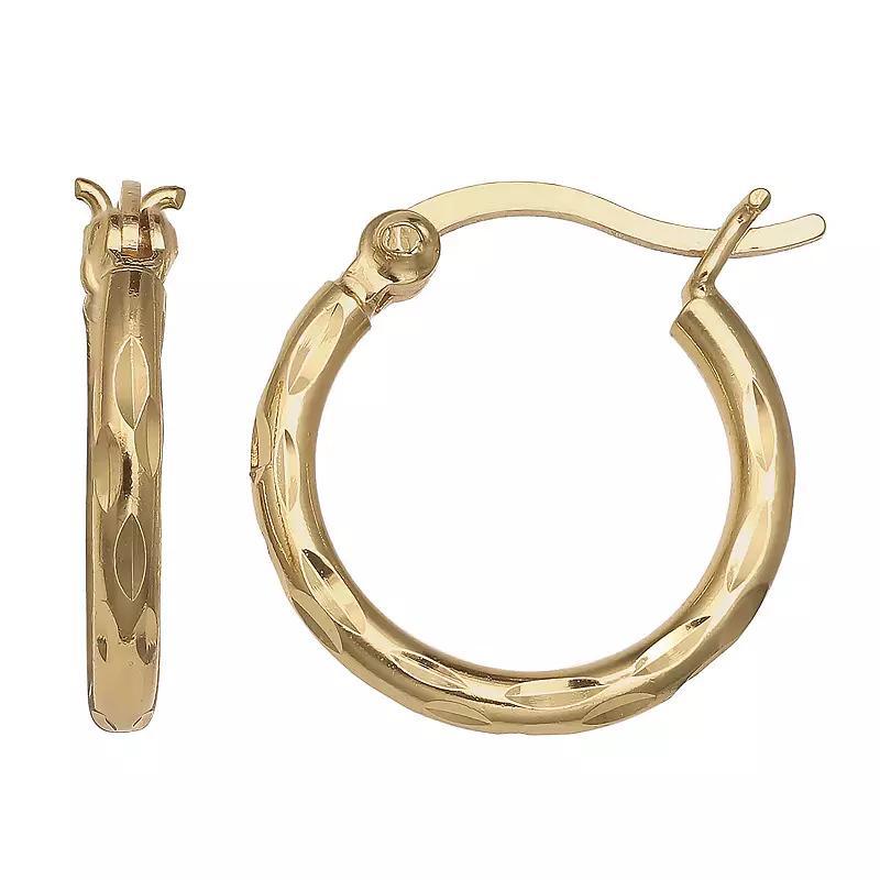 PRIMROSE Sterling Silver Diamond Cut Hoop Earrings, Womens, Gold Over Sterling Product Image