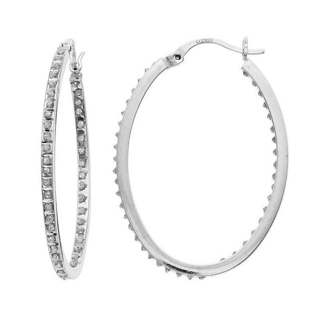 Platinum Over Silver Diamond Mystique Inside Out Hoop Earrings, Womens, Grey Product Image