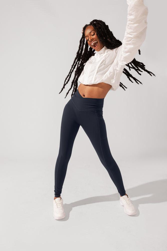 Crisscross Hourglass® Leggings with Pockets - Smoky Navy Product Image