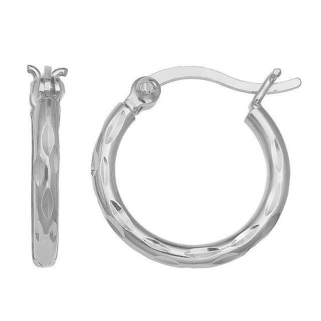 PRIMROSE Sterling Silver Diamond Cut Hoop Earrings, Womens Product Image