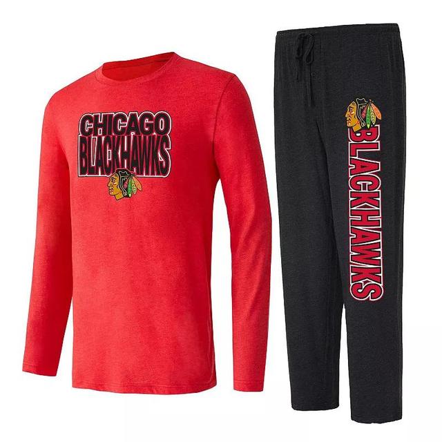 Mens Concepts Sport /Red Chicago hawks Meter Long Sleeve T-Shirt & Pants Sleep Set Product Image