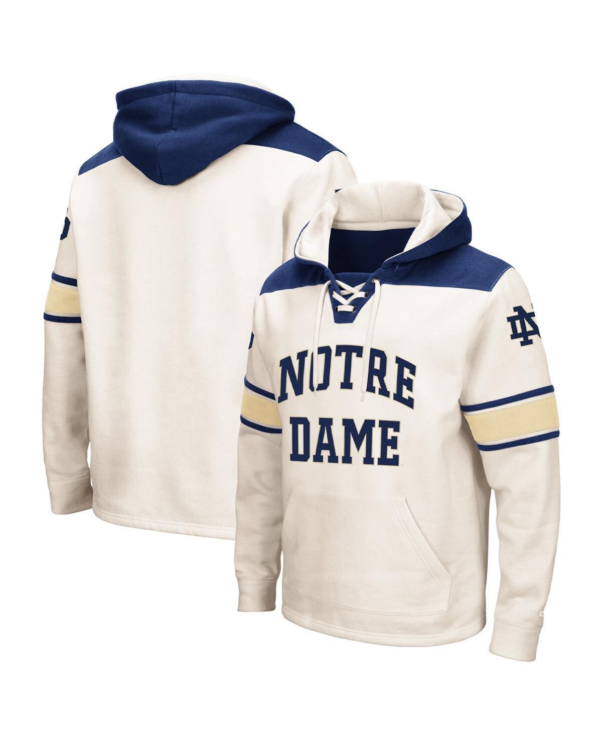 Mens Colosseum Cream Notre Dame Fighting Irish Big and Tall Hockey Lace-Up Pullover Hoodie Product Image