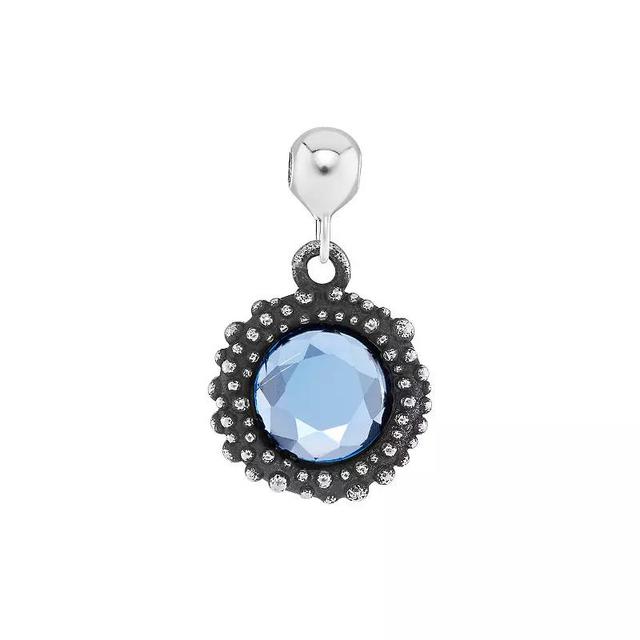 PRIMROSE Sterling Silver Oxidized Beaded Round Cubic Zirconia, Red Corundum & Spinel Sliding Charm, Womens, Blue Product Image