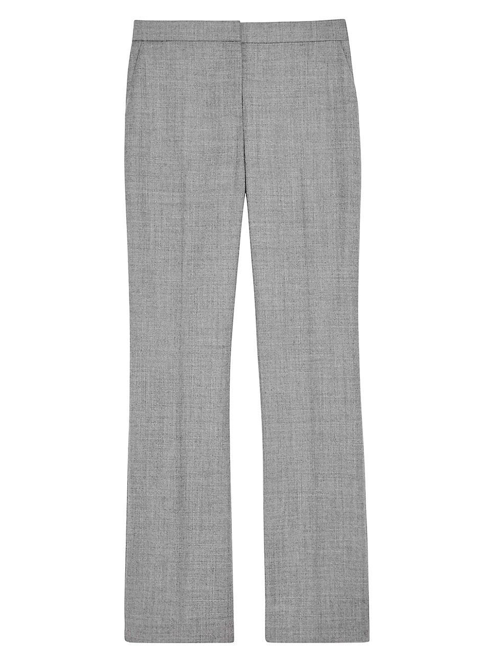 Womens Mid-Rise Straight-Leg Wool Pants Product Image