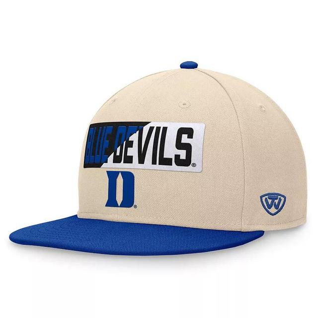 Mens Top of the World Khaki Duke Blue Devils Goalaso Snapback Hat Product Image