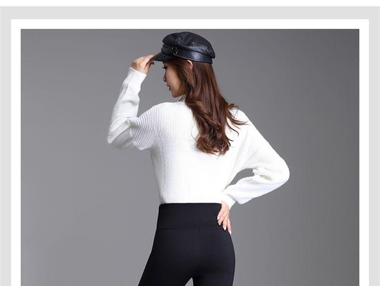 High Waist Plain Fleece-Lined Yoga Leggings Product Image