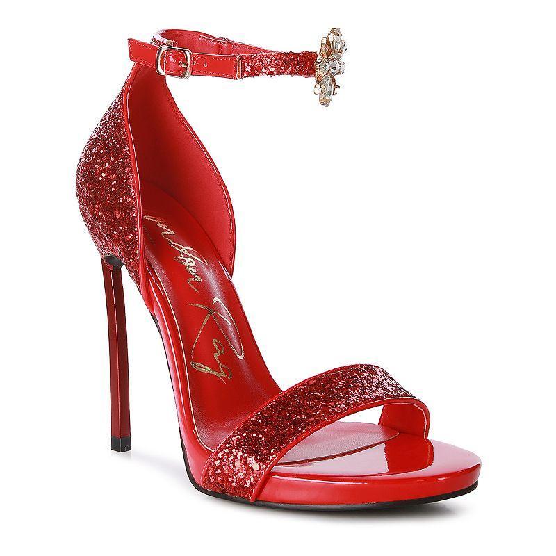 London Rag Straight Fire Womens Glitter High Heel Sandals Red Product Image