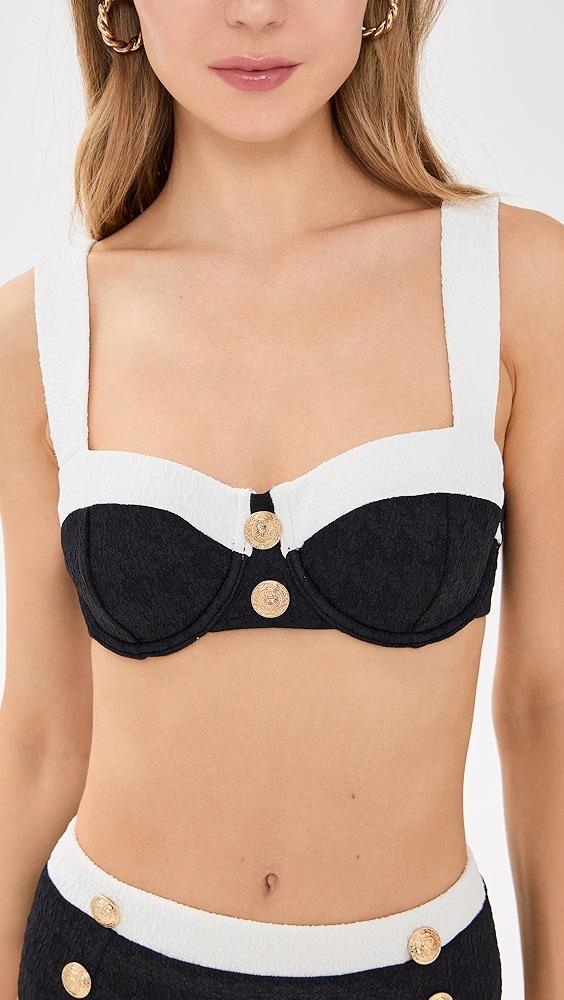 L'AGENCE Alexandria Colorblock Chic Structured Bra Top with Gold Buttons | Shopbop Product Image