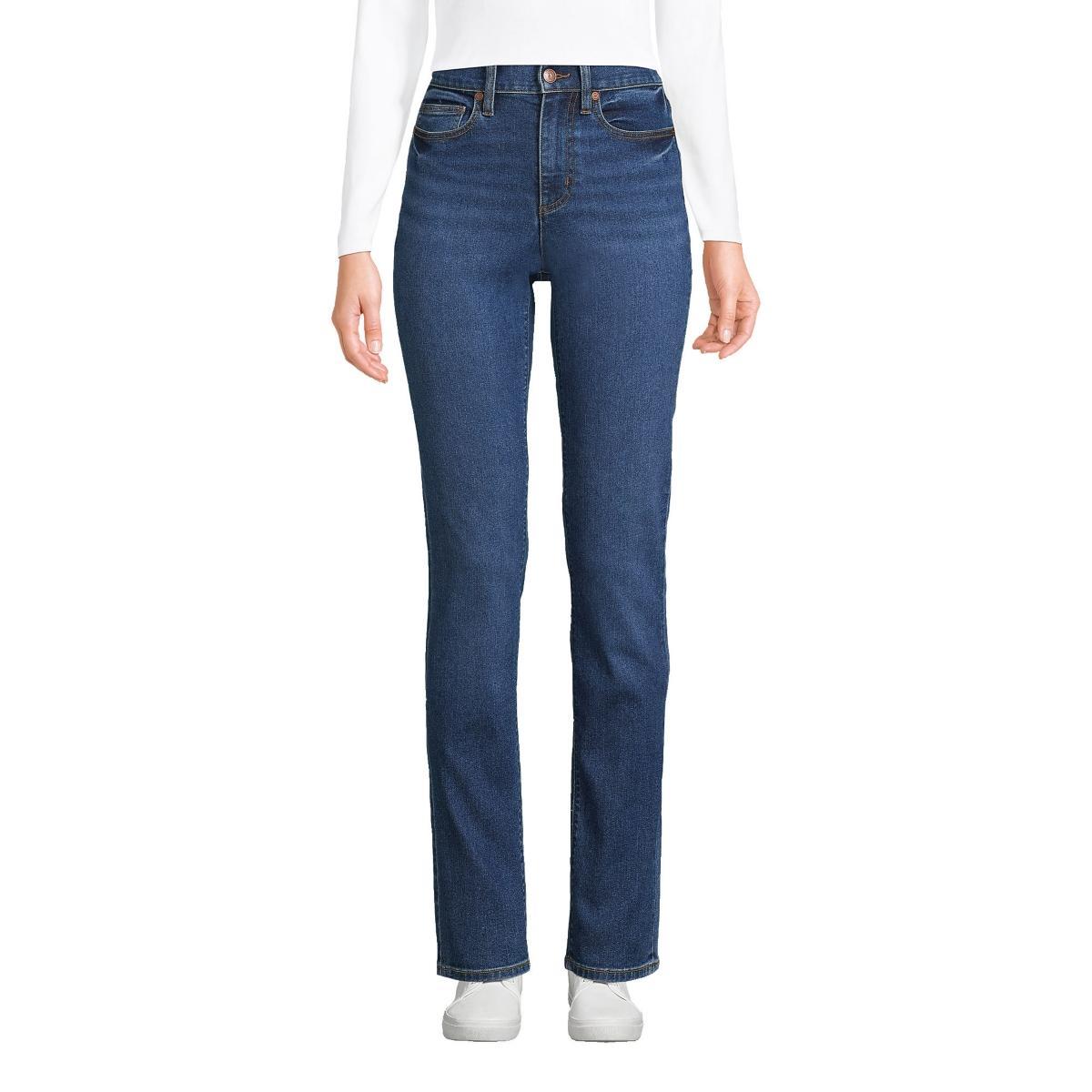 Womens Tall Lands End Recover High-Rise Straight-Leg Jeans Blue Product Image