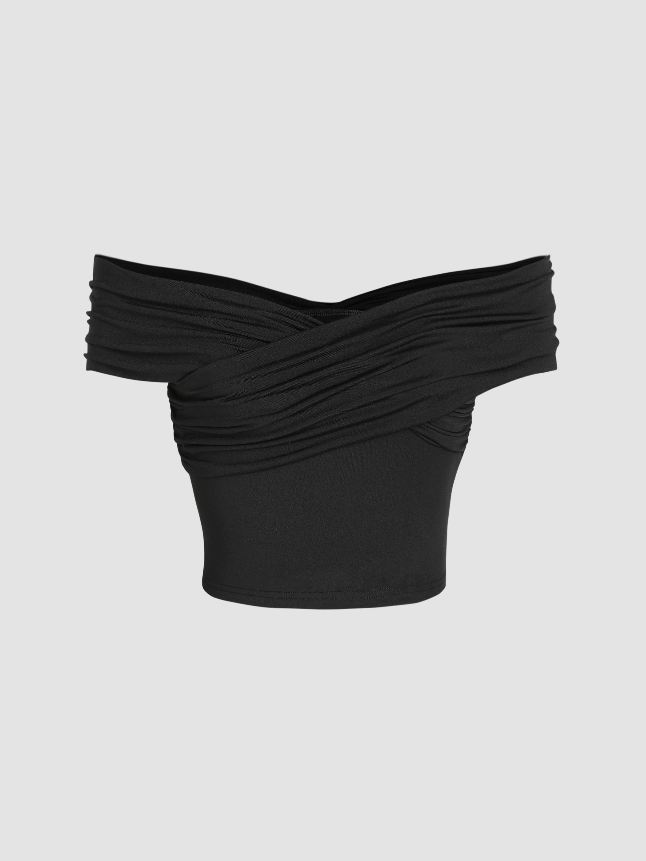 Off-shoulder Ruched Crop Top Product Image