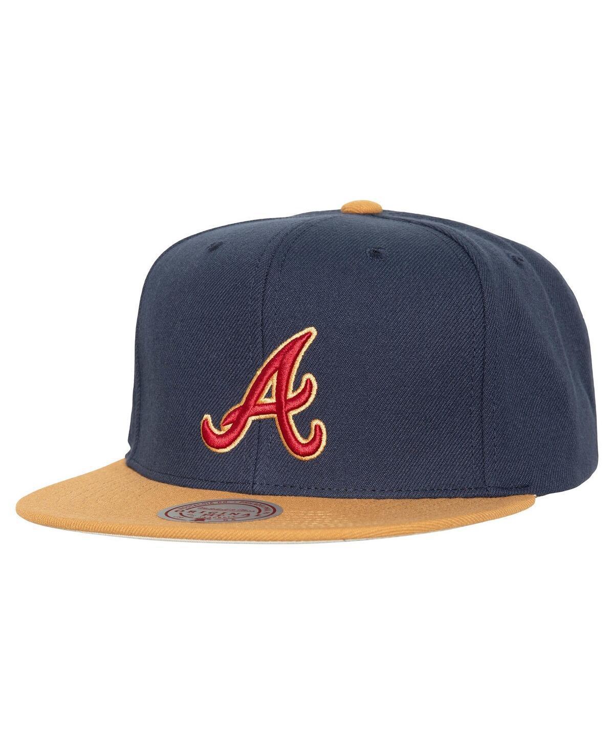 Mens Mitchell & Ness Atlanta Braves Work It Snapback Hat, Blue Product Image