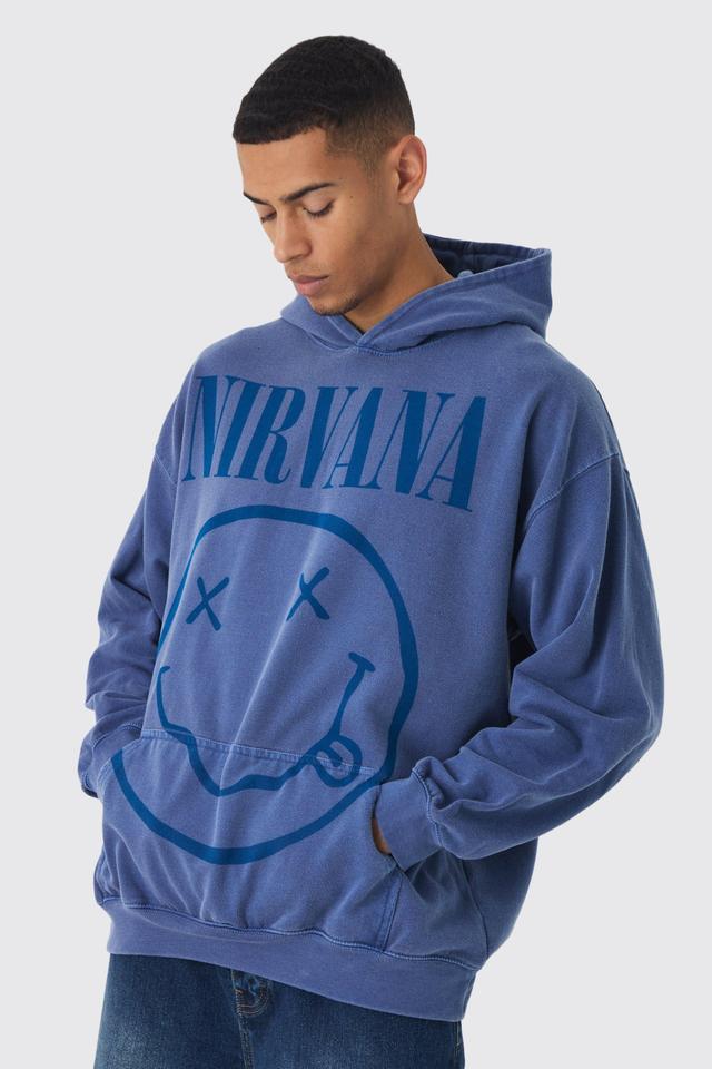 Oversized Nirvana Wash License Print Hoodie | boohooMAN USA Product Image