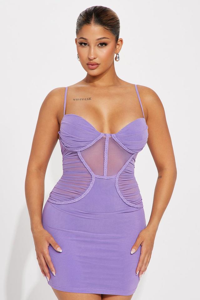 Dakota Mesh Mini Dress - Purple Product Image