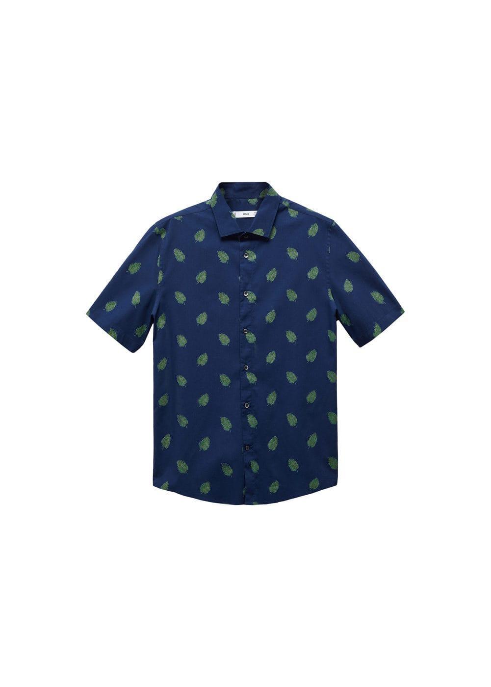 MANGO MAN - 100% cotton printed shirt ink blueMen Product Image