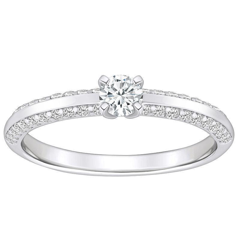 Alyson Layne 14k Gold 3/5 Carat T.W. Diamond Round Cut Pave & Polished Band Engagement Ring, Womens White Product Image