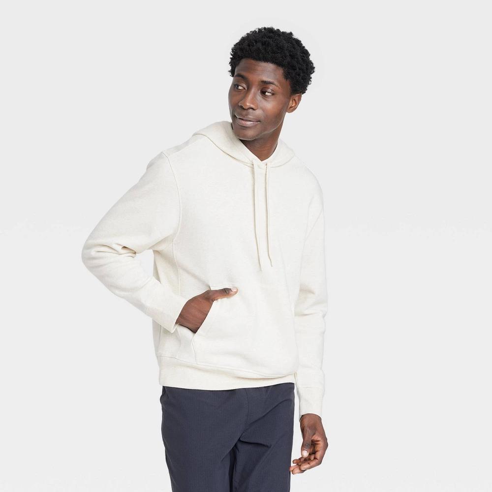 Mens Cotton Fleece Hooded Sweatshirt - All In Motion Oatmeal M Product Image