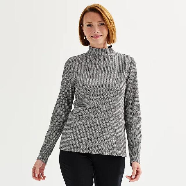 Petite Croft & Barrow Long Sleeve Mockneck Top, Womens Product Image