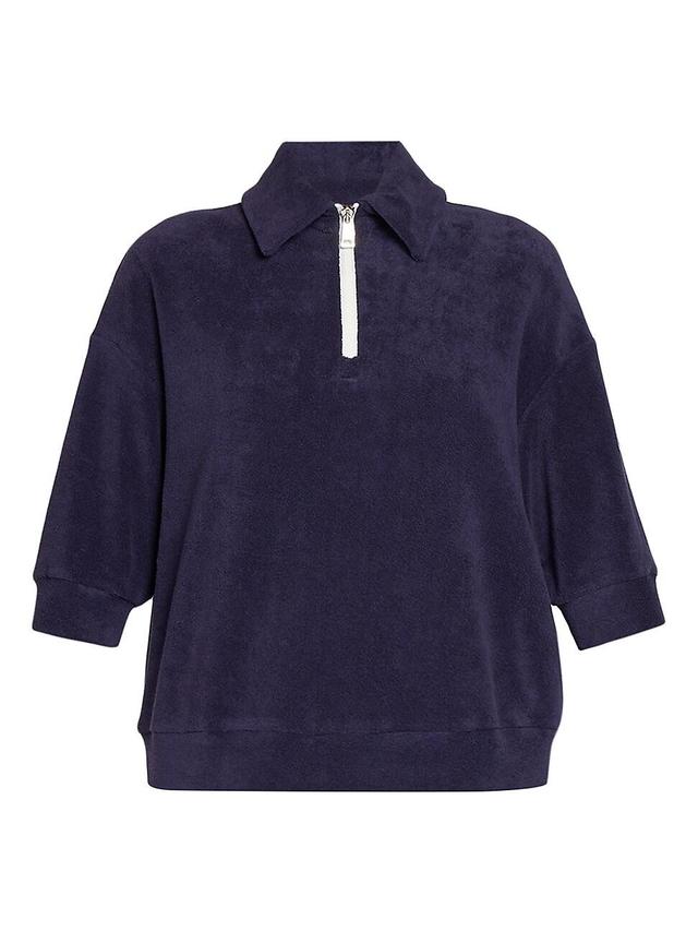 Womens Quarter-Zip Terry Polo Top Product Image