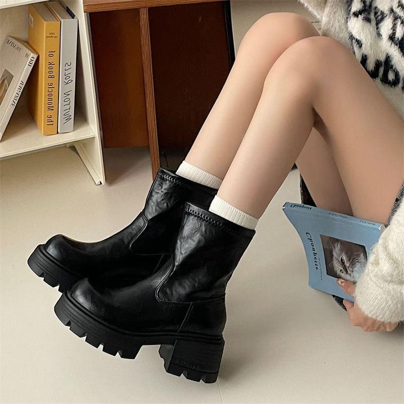 Platform Chunky Heel Short Boots product image