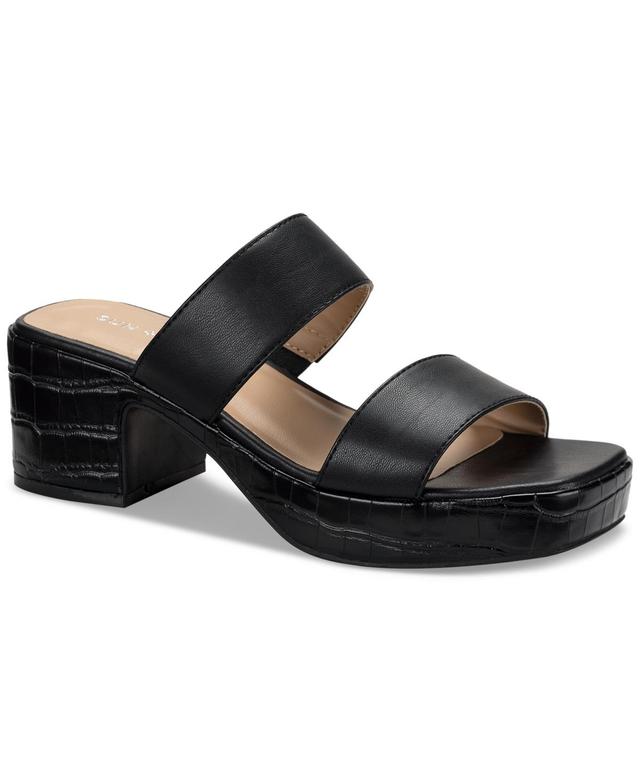 Sun + Stone Womens Ginaa Double Band block Heel Dress Sandals, Created for Macys Product Image