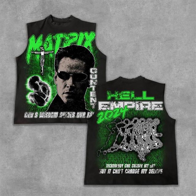 2024 The Matrix & Keanu - Old Vintage Graphic Cotton Sleeveless Vest Product Image