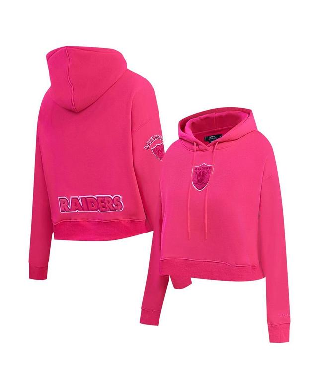 Pro Standard Womens Las Vegas Raiders Triple Pink Cropped Fleece Pullover Hoodie Product Image