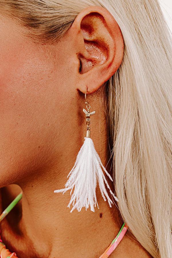 Candid Kisses Feather Earrings In White Product Image