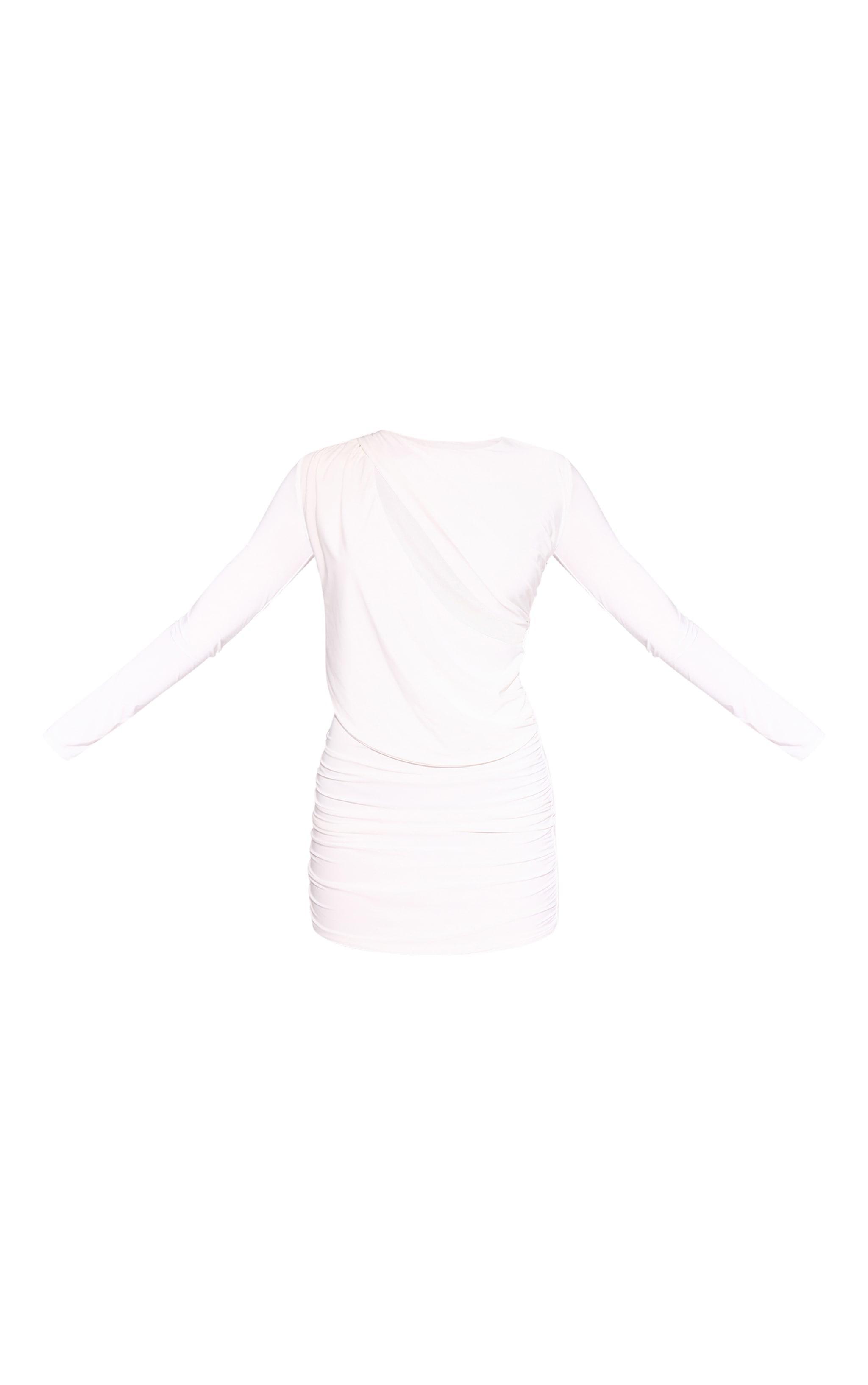 Premium White Double Layer Extreme Plunge Drape Bodycon Dress Product Image