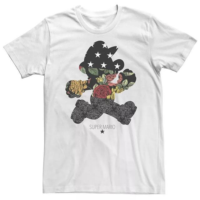 Big & Tall Nintendo Super Mario Running Floral Fill Silhouette Tee, Mens Product Image