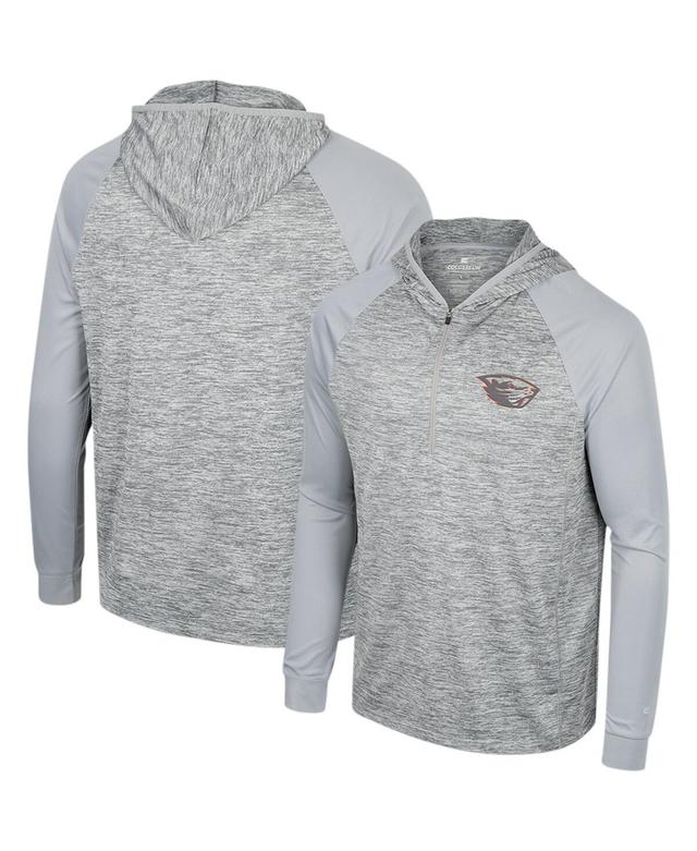 Mens Colosseum Gray Oregon State Beavers Cybernetic Raglan Quarter-Zip Hooded Top Product Image